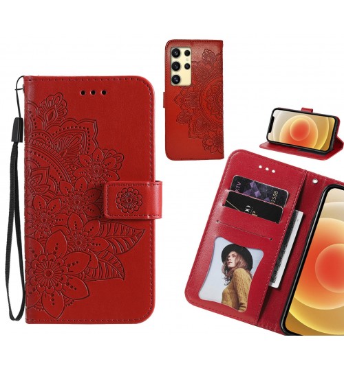 Samsung Galaxy S24 Ultra Case Embossed Floral Leather Wallet case