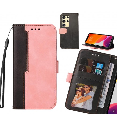Samsung Galaxy S24 Ultra Case Wallet Denim Leather Case Cover - Pink