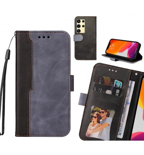 Samsung Galaxy S24 Ultra Case Wallet Denim Leather Case Cover - Grey