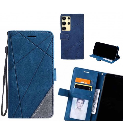 Samsung Galaxy S24 Ultra Case Wallet Premium Denim Leather Cover - Blue