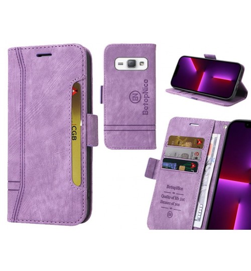 Galaxy J1 2016 Case Alcantara 4 Cards Wallet Case - Purple