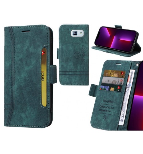 Galaxy A8 2016 Case Alcantara 4 Cards Wallet Case - Green