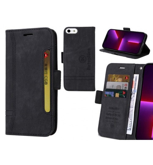 Iphone 5 Case Alcantara 4 Cards Wallet Case - Black