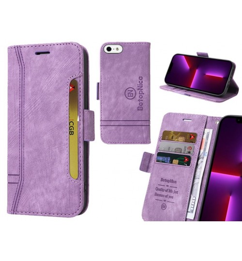 Iphone 5 Case Alcantara 4 Cards Wallet Case - Purple