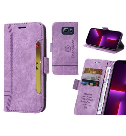 S6 Edge Plus Case Alcantara 4 Cards Wallet Case - Purple