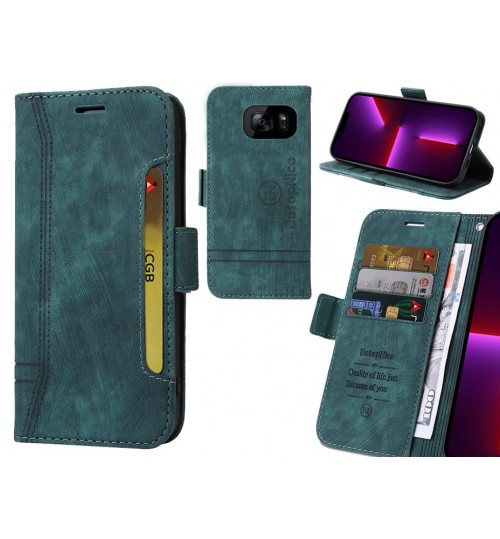 Galaxy S7 Edge Case Alcantara 4 Cards Wallet Case - Green