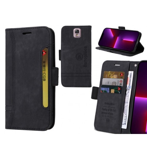 Galaxy Note 3 Case Alcantara 4 Cards Wallet Case - Black