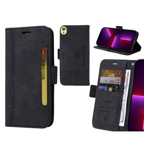 Sony Xperia Xa Case Alcantara 4 Cards Wallet Case - Black
