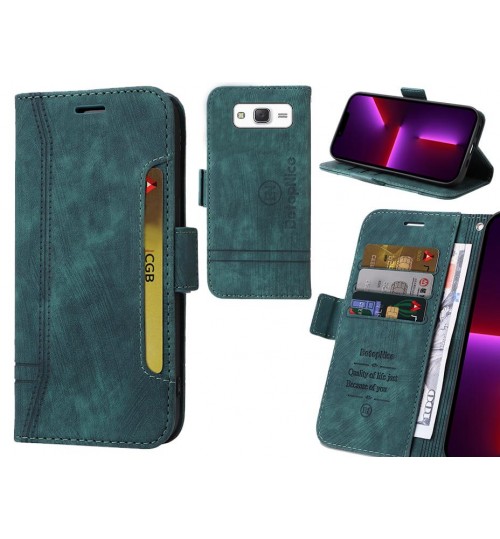 Galaxy J5 Case Alcantara 4 Cards Wallet Case - Green