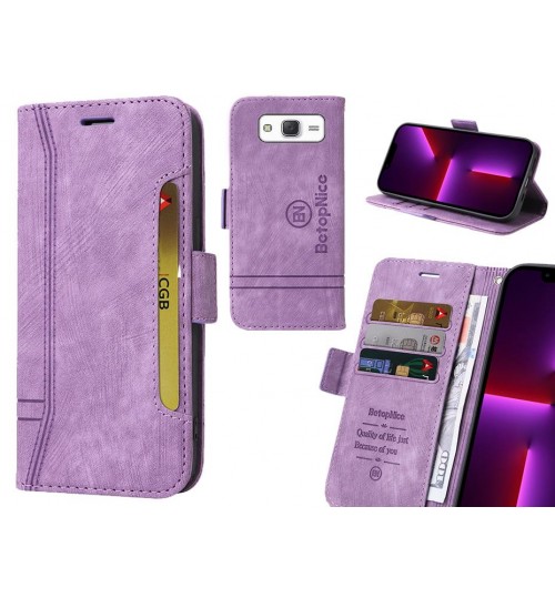 Galaxy J5 Case Alcantara 4 Cards Wallet Case - Purple