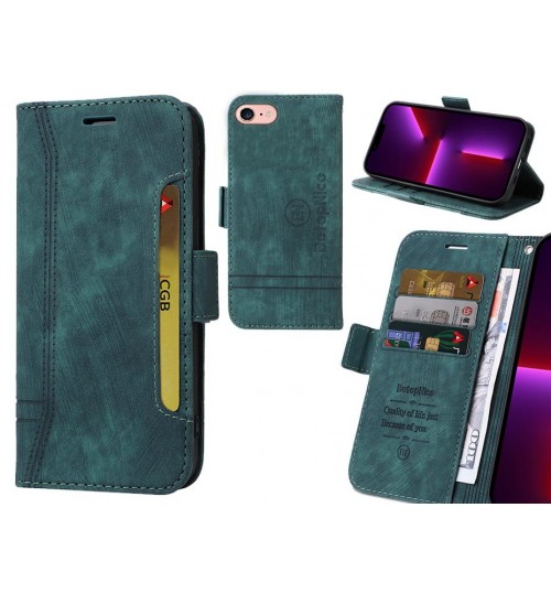 Iphone 8 Case Alcantara 4 Cards Wallet Case - Green