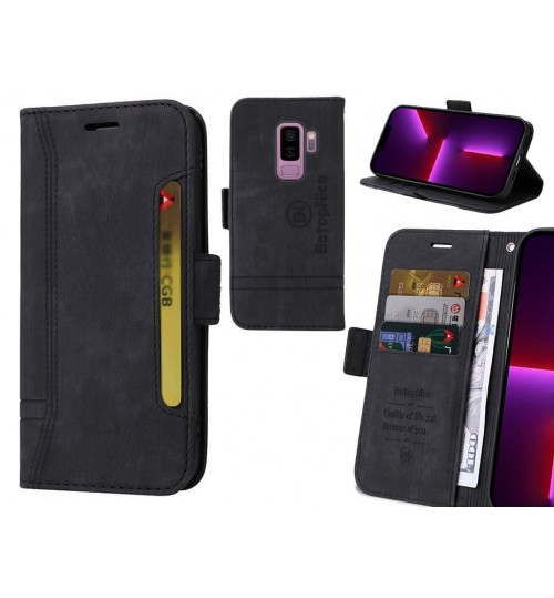 Galaxy S9 Plus Case Alcantara 4 Cards Wallet Case - Black