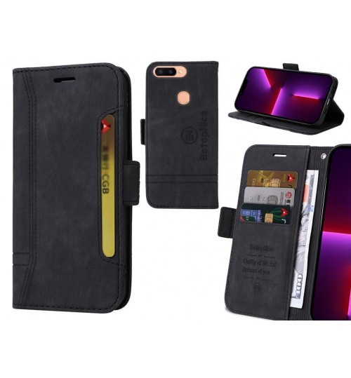 Oppo R11s Plus Case Alcantara 4 Cards Wallet Case - Black