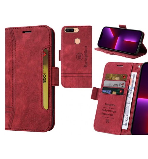 Oppo R11s Plus Case Alcantara 4 Cards Wallet Case - Red