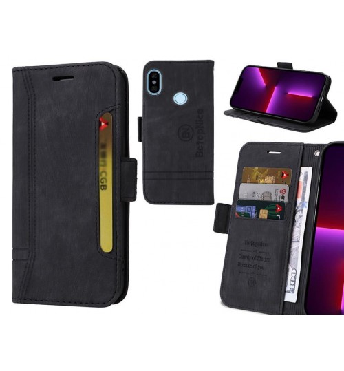 Xiaomi Redmi Note 5 Case Alcantara 4 Cards Wallet Case - Black