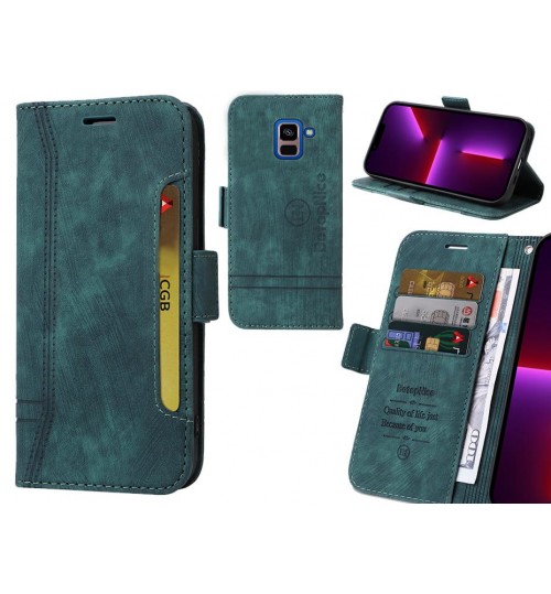 Galaxy A8 Plus (2018) Case Alcantara 4 Cards Wallet Case - Green
