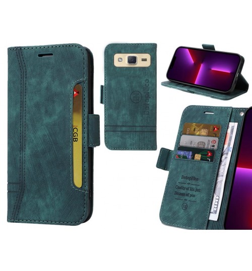 Galaxy J2 Case Alcantara 4 Cards Wallet Case - Green