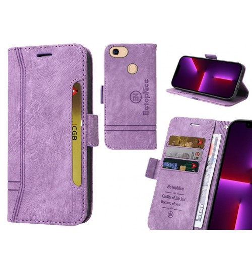 Oppo A75 Case Alcantara 4 Cards Wallet Case - Purple