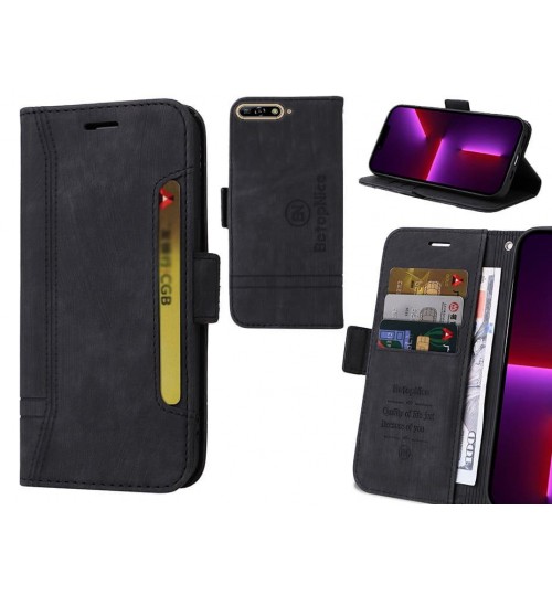 Huawei Y6 2018 Case Alcantara 4 Cards Wallet Case - Black