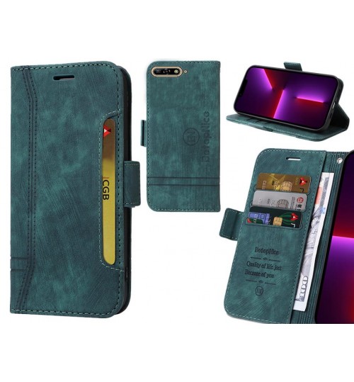 Huawei Y6 2018 Case Alcantara 4 Cards Wallet Case - Green