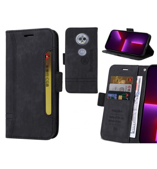 Moto G6 Play Case Alcantara 4 Cards Wallet Case - Black