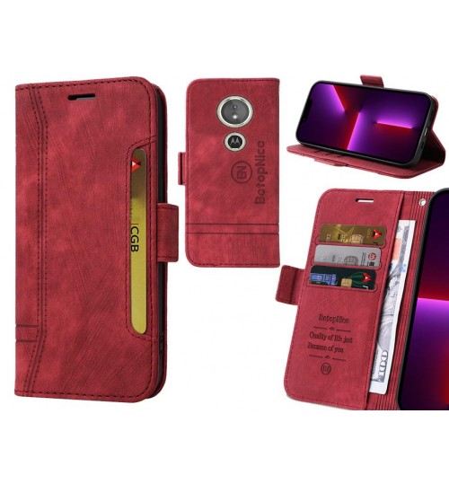 Moto E5 Case Alcantara 4 Cards Wallet Case - Red