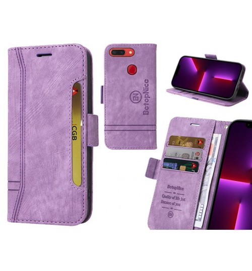 Oppo R15 Pro Case Alcantara 4 Cards Wallet Case - Purple