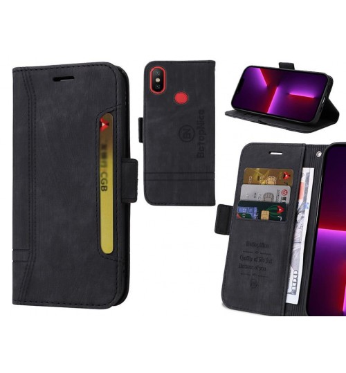 Xiaomi Mi 6x Case Alcantara 4 Cards Wallet Case - Black