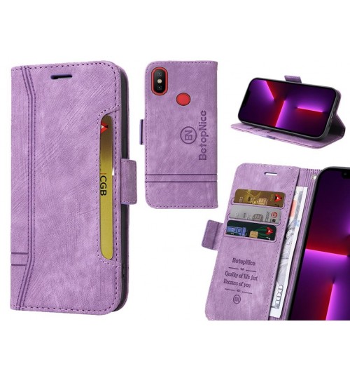 Xiaomi Mi 6x Case Alcantara 4 Cards Wallet Case - Purple