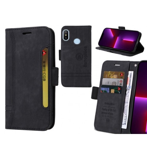 Xiaomi Mi A2 Case Alcantara 4 Cards Wallet Case - Black