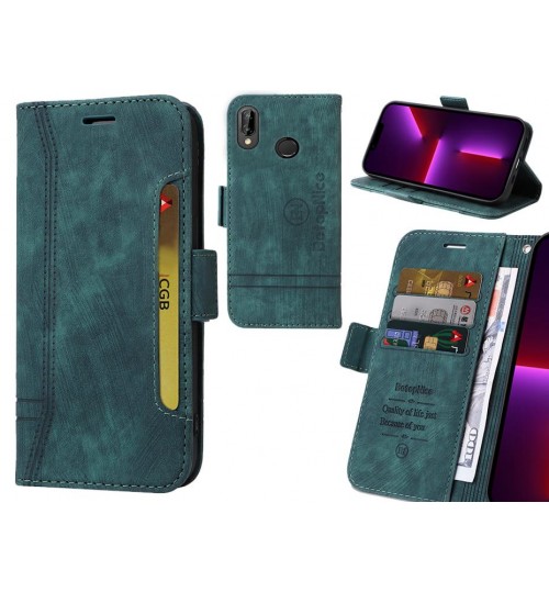 Huawei Nova 3e Case Alcantara 4 Cards Wallet Case - Green