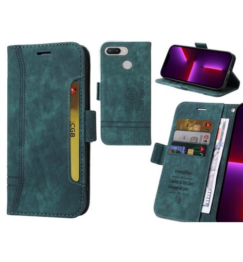 Xiaomi Redmi 6 Case Alcantara 4 Cards Wallet Case - Green