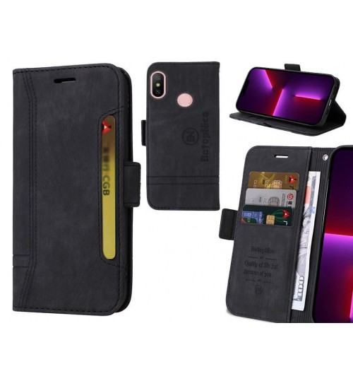 Xiaomi Redmi 6 Pro Case Alcantara 4 Cards Wallet Case - Black