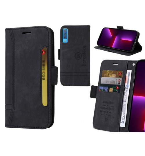 Galaxy A7 2018 Case Alcantara 4 Cards Wallet Case - Black