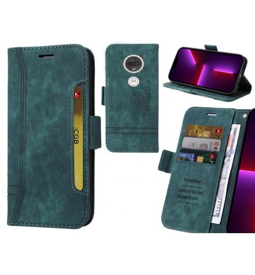 Moto G7 Case Alcantara 4 Cards Wallet Case - Green