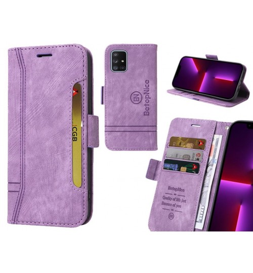 Galaxy A71 5g Case Alcantara 4 Cards Wallet Case - Purple