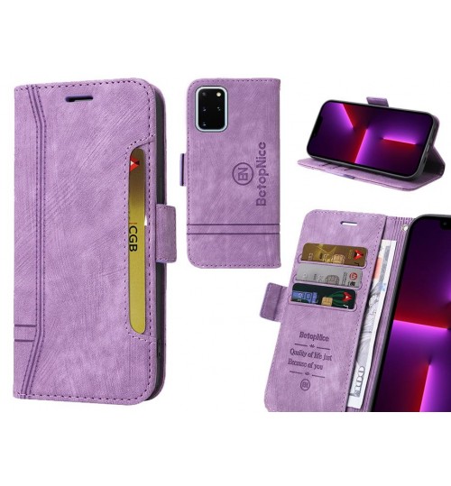 Galaxy S20 Plus Case Alcantara 4 Cards Wallet Case - Purple
