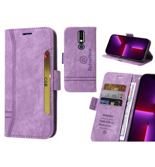 Nokia 8.1 Plus Case Alcantara 4 Cards Wallet Case - Purple