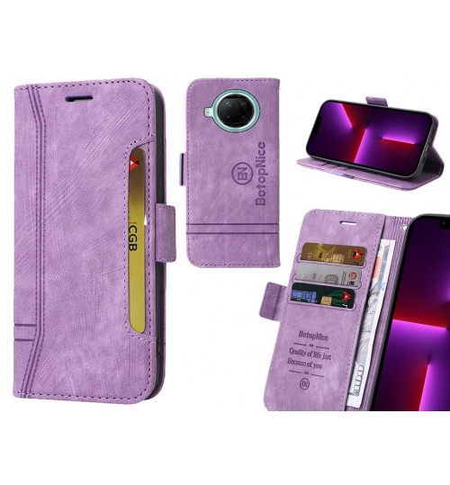 Xiaomi Redmi Note 9 Pro Case Alcantara 4 Cards Wallet Case - Purple