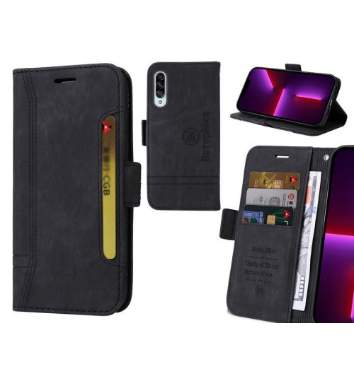 Samsung Galaxy A90 Case Alcantara 4 Cards Wallet Case - Black