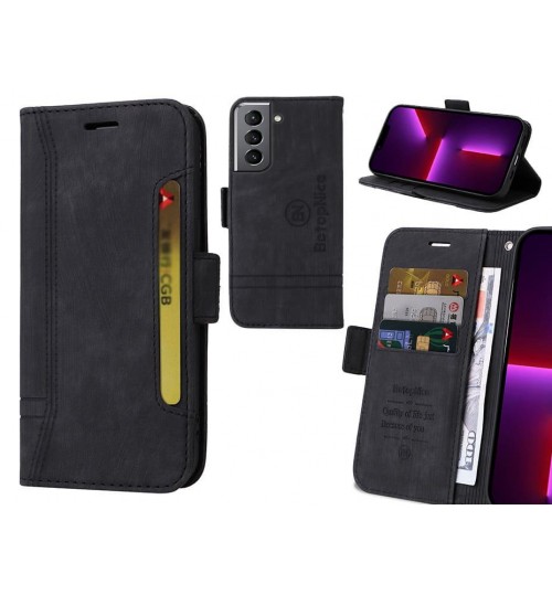 Galaxy S21 Case Alcantara 4 Cards Wallet Case - Black