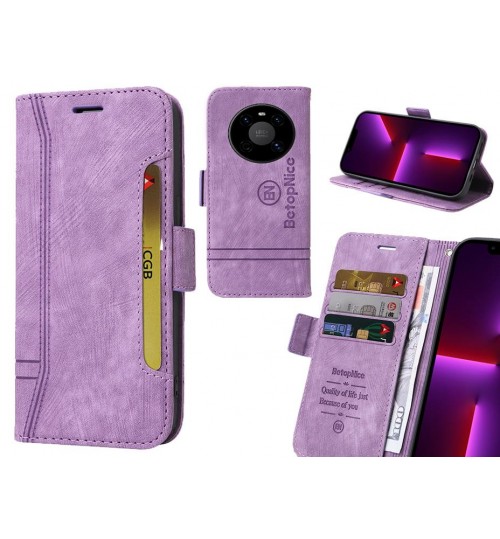 Huawei Mate 40 Case Alcantara 4 Cards Wallet Case - Purple