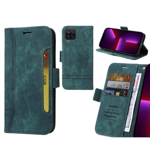 Samsung Galaxy A12 Case Alcantara 4 Cards Wallet Case - Green