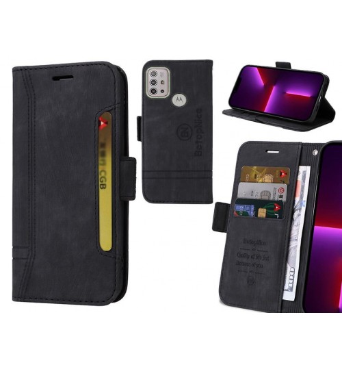 Moto G10 Case Alcantara 4 Cards Wallet Case - Black