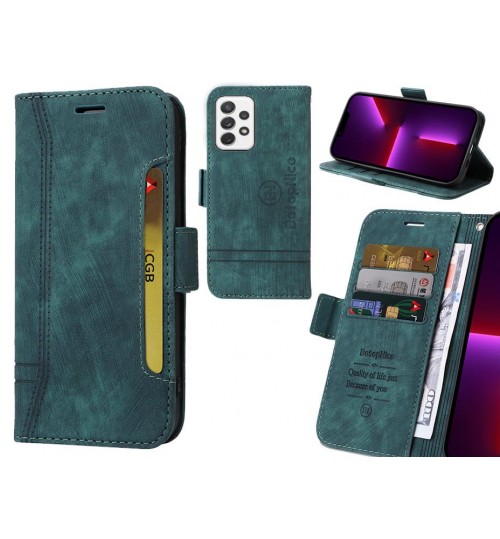 Samsung Galaxy A72 Case Alcantara 4 Cards Wallet Case - Green