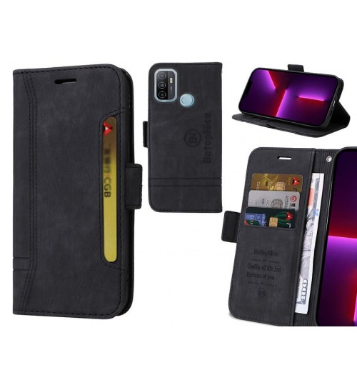 Oppo A53s Case Alcantara 4 Cards Wallet Case - Black