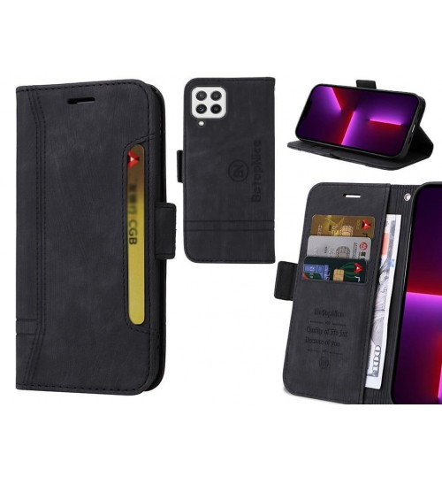Samsung Galaxy A22 4g Case Alcantara 4 Cards Wallet Case - Black