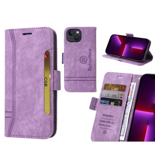 Iphone 13 Case Alcantara 4 Cards Wallet Case - Purple