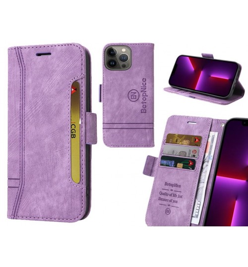 Iphone 13 Pro Max Case Alcantara 4 Cards Wallet Case - Purple