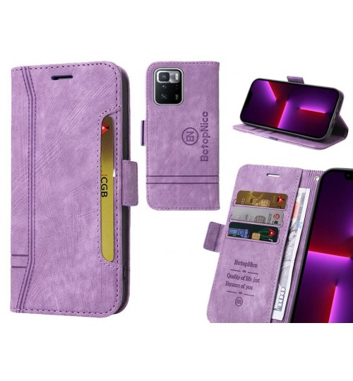 Xiaomi Redmi Note 10 Pro Case Alcantara 4 Cards Wallet Case - Purple